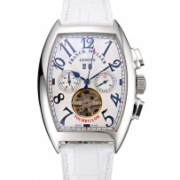 Franck Muller Casablanca cinturino in pelle di coccodrillo bianco quadrante bianco 80281