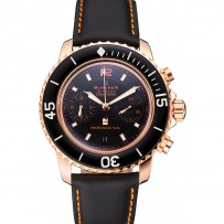 Swiss Blancpain Air Command Monaco YS quadrante nero cassa in oro rosa cinturino in pelle nera