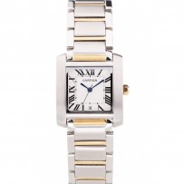 Cartier Tank Francaise 29 mm quadrante bianco cassa in acciaio inossidabile bracciale bicolore