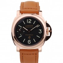 Panerai Luminor Marina quadrante nero cinturino in pelle marrone