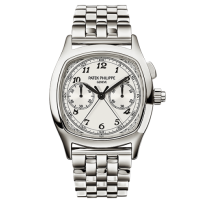 AAA Replica Patek Philippe cronografo in due secondi in acciaio inossidabile con cinturino in argento 5950 / 1A-001