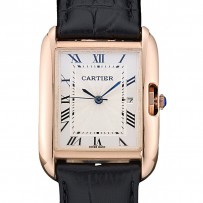 Cartier Tank Anglaise 30mm quadrante bianco cinturino in pelle nera cassa in oro