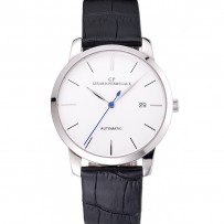 Swiss Girard-Perregaux 1966 quadrante bianco cassa argento cinturino in pelle nera