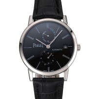 Piaget Altiplano Date quadrante nero cassa in acciaio inossidabile cinturino in pelle nera