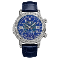 AAA Replica Patek Philippe Sky Moon Tourbillon White Gold Blue Watch 6002G-001
