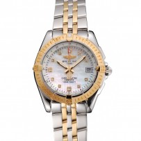 Breitling Colt Lady Pearl Dial Diamond Hour Marks Lunetta in oro Cassa in acciaio inossidabile Bracciale bicolore