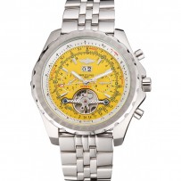 Breitling Bentley Mulliner Tourbillon quadrante giallo cassa e bracciale in acciaio inossidabile 622.734