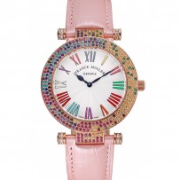 Franck Muller Double Mistery 4 Saisons quadrante bianco cassa in oro rosa cinturino in pelle rosa chiaro