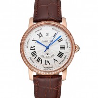 Svizzero Cartier Ballon Bleu GMT quadrante argentato Cassa in acciaio inossidabile Bracciale in acciaio oro rosa bicolore