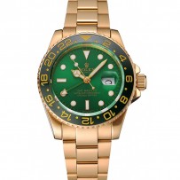 Swiss Rolex GMT Master II quadrante verde e cassa in oro lunetta e bracciale 1453750