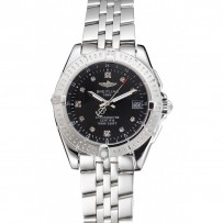 Breitling Colt Lady quadrante nero Diamond Hour Marks acciaio inossidabile cassa e bracciale