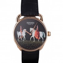 Hermes Classic Croco cinturino in pelle quadrante nero 801397