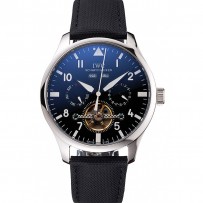 IWC Pilot Tourbillon quadrante nero Cassa in acciaio inossidabile Cinturino in tessuto nero