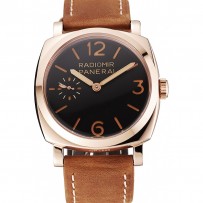 Swiss Panerai Radiomir 1940 quadrante nero cassa in oro rosa cinturino in pelle scamosciata marrone 1453844