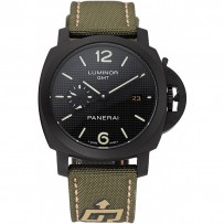 Panerai Luminor 1950 3-Days GMT cassa nera quadrante nero Bracciale verde 1454015