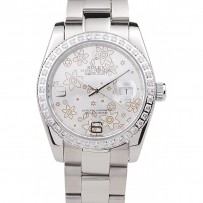 Rolex Datejust acciaio inossidabile lucidato quadrante argento fiori placcato diamante 98081