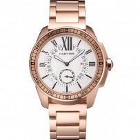 Cartier Calibre De Cartier piccoli secondi quadrante bianco cassa e bracciale in oro rosa