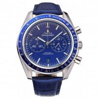 Omega Speedmaster quadrante blu cassa in acciaio inossidabile cinturino in pelle blu 622808