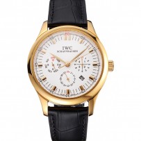 Swiss IWC Portugieser calendario perpetuo quadrante bianco cassa in oro cinturino in pelle nera