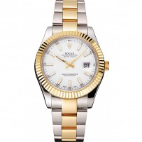 Swiss Rolex Datejust quadrante bianco cassa in acciaio inossidabile bracciale in oro bicolore