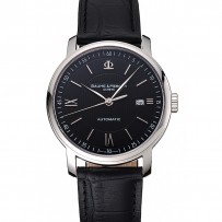 Swiss Baume & amp; Mercier Classima quadrante nero cassa in acciaio inossidabile cinturino in pelle nera