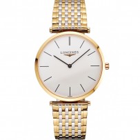 Swiss Longines Grande Classique quadrante bianco bracciale in oro bicolore