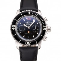 Swiss Blancpain Air Command Monaco YS quadrante nero cassa in acciaio inossidabile cinturino in pelle nera