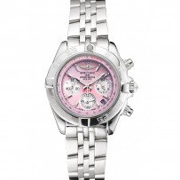 Cassa e bracciale in acciaio inossidabile con quadrante rosa al quarzo Breitling Chronomat