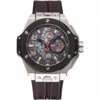 Hublot Big Bang Ferrari quadrante nero e lunetta cassa in acciaio inossidabile cinturino in pelle nera 622767