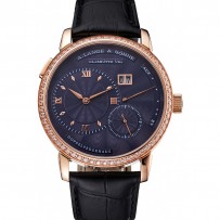 A. Lange & amp; Sohne Little Lange quadrante blu cassa in oro rosa cinturino in pelle nera