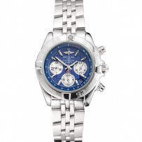 Cassa e bracciale in acciaio inossidabile con quadrante blu al quarzo Breitling Chronomat