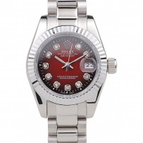 Rolex Datejust acciaio inossidabile lucidato quadrante rosso bicolore
