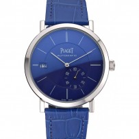 Piaget Altiplano Silver Case quadrante blu Bracciale in pelle blu 622630