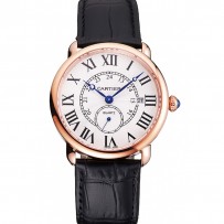 Cartier Ronde Louis Cartier quadrante bianco cinturino in pelle nera cassa in oro