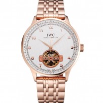 IWC Portugieser Tourbillon quadrante bianco con numeri in oro rosa Cassa e bracciale in oro rosa