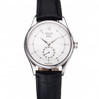 Svizzero Rolex Cellini quadrante bianco cassa in acciaio inossidabile cinturino in pelle nera