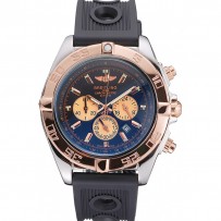 Breitling Chronomat quadrante nero lunetta in oro rosa e quadranti cassa in acciaio inossidabile cinturino in caucciù nero