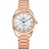 Omega Globemaster quadrante bianco cassa e bracciale in oro rosa