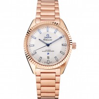 Omega Globemaster quadrante bianco cassa e bracciale in oro rosa