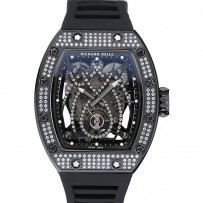 Richard Mille Tourbillion Spider RM 19-01 Bracciale in gomma nera con cassa in diamanti neri 1454259