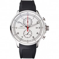 IWC Portugieser Yacht Club quadrante bianco cassa in acciaio inossidabile cinturino in caucciù nero