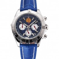 Breitling Chronomat Patrouille De France quadrante blu cassa in acciaio inossidabile cinturino in pelle blu