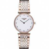 Longines La Grande Classique in oro rosa quadrante bianco con diamanti lunetta Homme 622105