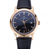 Swiss Vacheron Constantin Patrimony Traditionnelle Cassa in oro Bracciale in pelle nera 622558