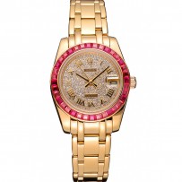 Rolex Datejust quadrante con diamanti rosa gioielli lunetta cassa in oro e bracciale 622.835