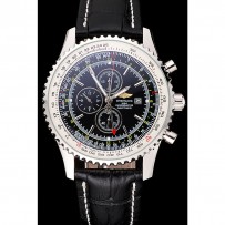 Breitling Navitimer World Quadrante Nero Bracciale in Pelle Nera - 622513