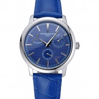 Vacheron Constantin Patrimony Power Reserve quadrante blu Bracciale in pelle blu cassa d'argento 1454263