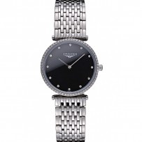 Longines La Grande Classique in acciaio inossidabile con quadrante nero e lunetta con diamanti Homme 622107