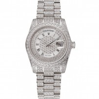 Swiss Rolex Day-Date Diamond Pave Dial Diamond Case Diamond Bracelet 1453950