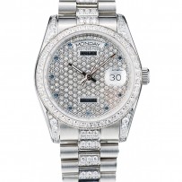 Rolex DayDate Bracciale in acciaio inossidabile placcato con diamanti Quadrante placcato in diamanti 41986